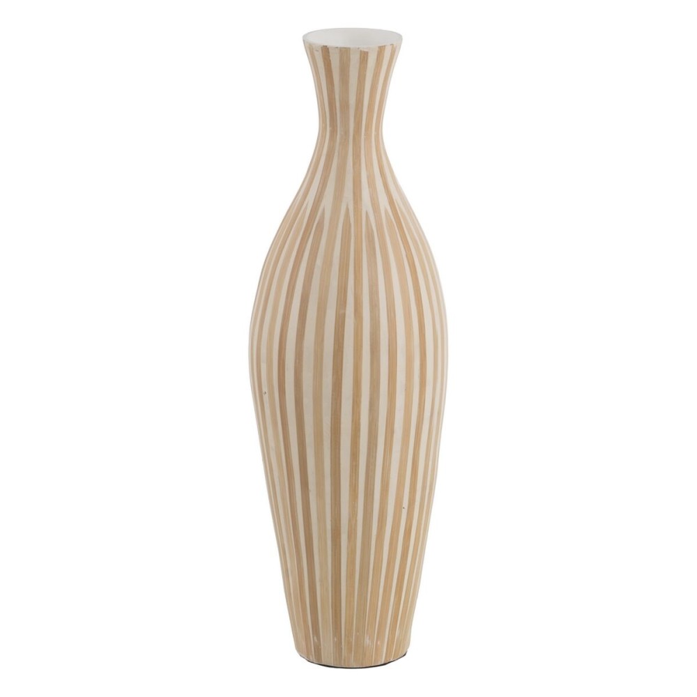 Vaso Bianco Beige Bambù 20 x 20 x 64 cm    