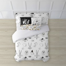 Copripiumino Looney Tunes Looney B&W Bianco black 175 Fili 200 x 200 cm    