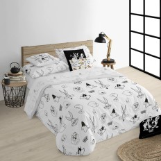 Copripiumino Looney Tunes Looney B&W Bianco black 175 Fili 200 x 200 cm    