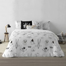 Copripiumino Looney Tunes Looney B&W Bianco black 175 Fili 200 x 200 cm    