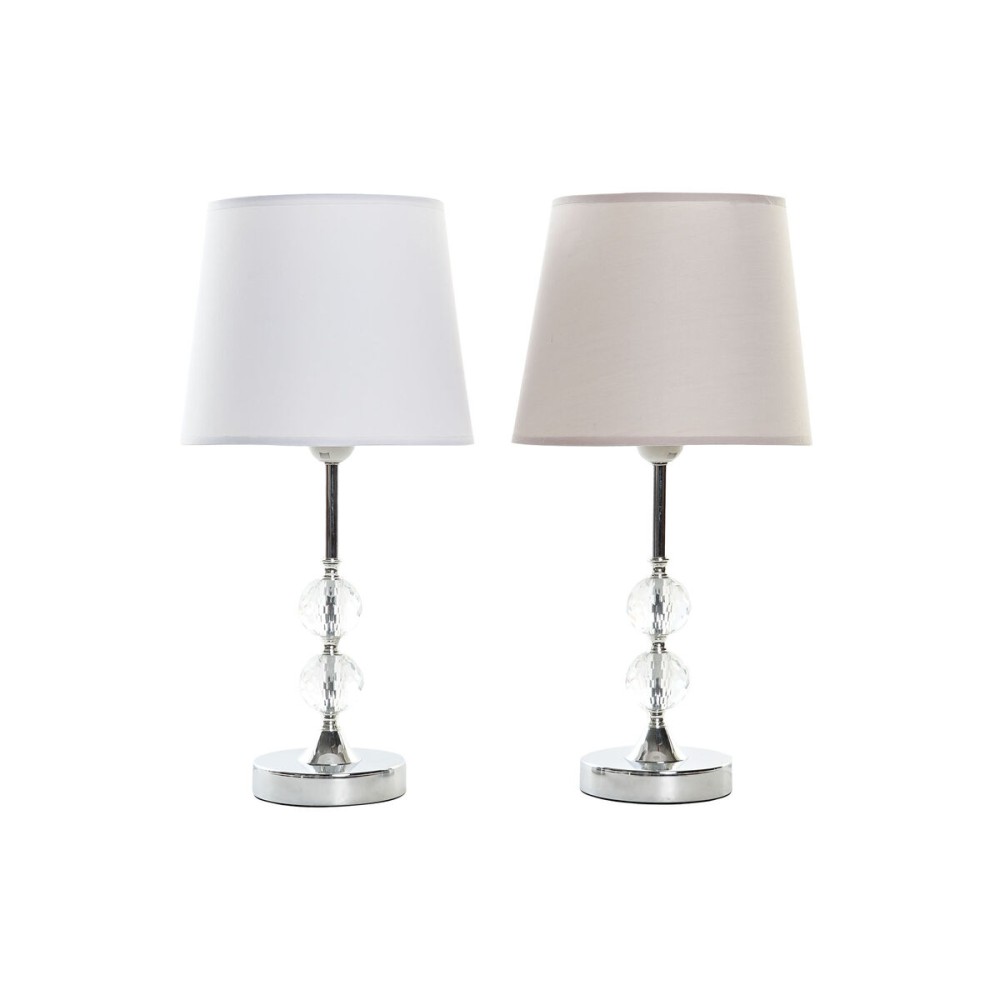 Lampada da tavolo Home ESPRIT Bianco Beige Metallo Cristallo 50 W 220 V 23 x 23 x 46 cm (2 Unità)    