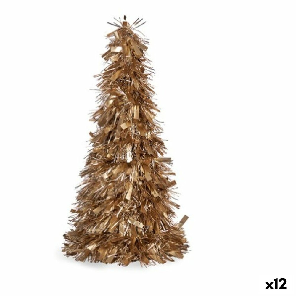 Statua Decorativa Albero di Natale Tinsel Dorato polipropilene PET 27 x 45,5 x 27 cm (12 Unità)    