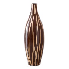 Vaso 20 x 20 x 58,5 cm Zebra Ceramica Dorato Marrone    