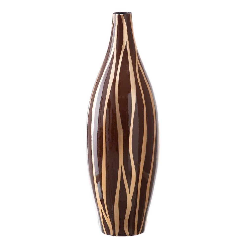 Vaso 20 x 20 x 58,5 cm Zebra Ceramica Dorato Marrone    