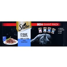 Cibo per gatti Sheba Fine Flakes Salmone Tonno Pesce Baccalà 80 x 85 g    