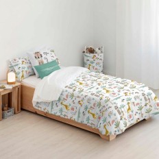 Copripiumino Kids&Cotton Jeddah Small Bianco Menta 175 Fili 180 x 220 cm 180 x 240 cm    