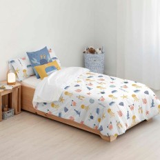 Copripiumino Kids&Cotton Malu Small Azzurro Bianco 175 Fili 180 x 220 cm 180 x 240 cm    