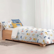 Copripiumino Kids&Cotton Malu Small Azzurro Bianco 175 Fili 180 x 220 cm 180 x 240 cm    