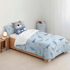 Copripiumino Kids&Cotton Tabor Small Azzurro 175 Fili 180 x 220 cm 180 x 240 cm    