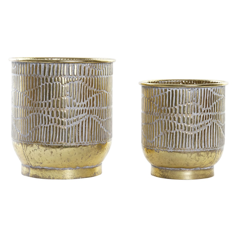 Vaso DKD Home Decor Dorato Metallo (2 pcs) (28 x 28 x 30 cm)    