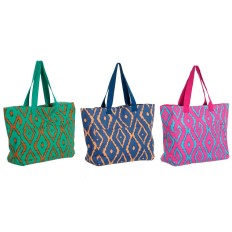 Borsa da Mare DKD Home Decor Azzurro Verde Arancio Fucsia 55 x 14 x 35 cm (3 Unità)    