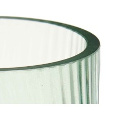 Vaso Righe Verde Cristallo 9,5 x 16,5 x 9,5 cm (8 Unità)    