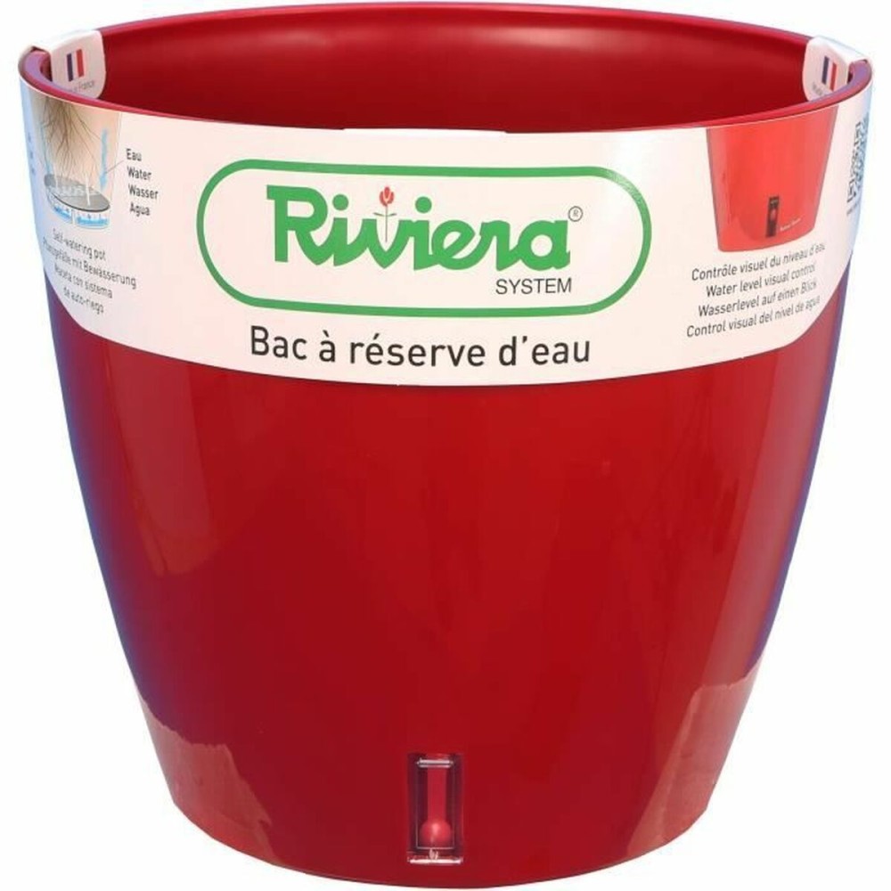 Vaso Autoirrigante Riviera Con riserva d'acqua Rosso polipropilene Rotondo Ø 36 x 33 cm    