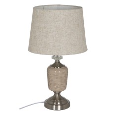 Lampada da tavolo Beige Argentato Metallo Cristallo 10 W 220 V 31,5 x 31,5 x 54 cm    