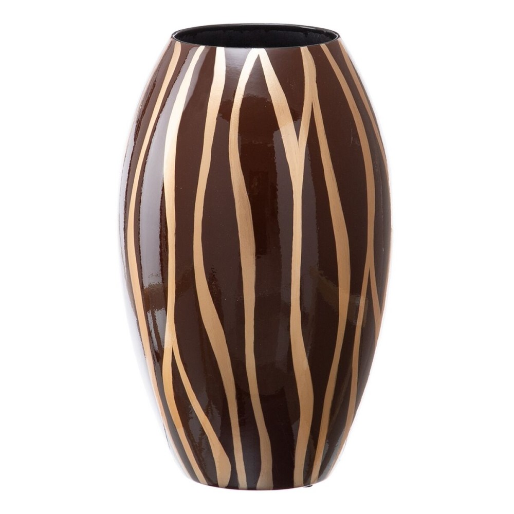 Vaso 21,5 x 21,5 x 36 cm Zebra Ceramica Dorato Marrone    