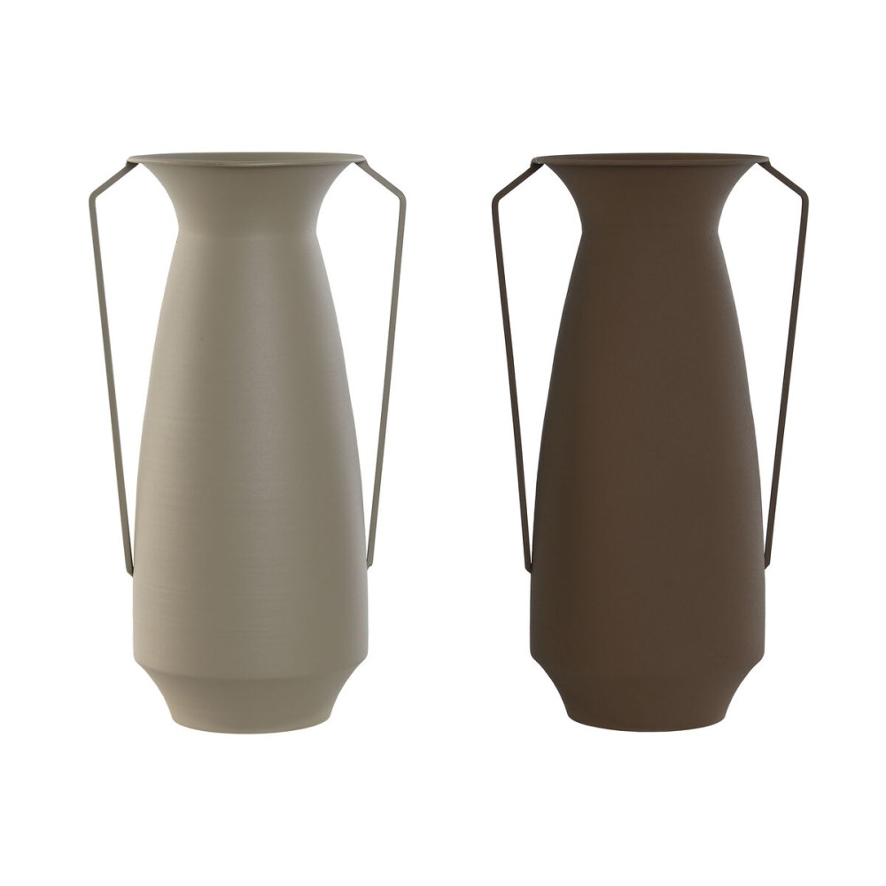 Vaso Home ESPRIT Marrone Beige Metallo 25 x 25 x 44 cm (2 Unità)    