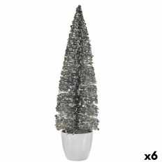 Statua Decorativa Albero di Natale Argentato Plastica 10 x 38 x 10 cm (6 Unità)    