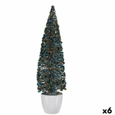 Statua Decorativa Albero di Natale Azzurro Dorato Plastica 10 x 38 x 10 cm (6 Unità)    