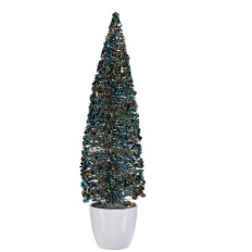 Statua Decorativa Albero di Natale Azzurro Dorato Plastica 10 x 38 x 10 cm (6 Unità)    