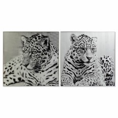 Quadro DKD Home Decor 100 x 2,5 x 100 cm Leopardo Coloniale (2 Unità)    