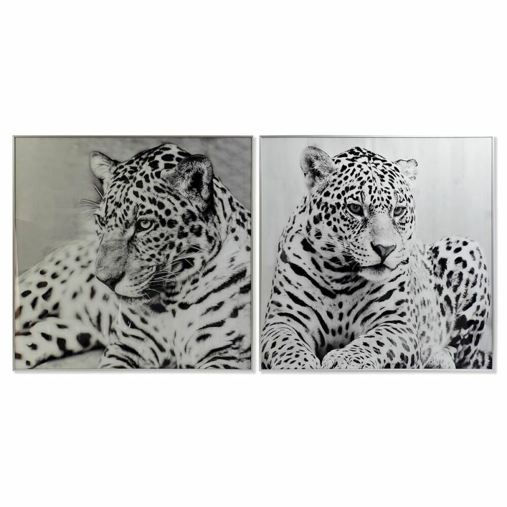 Quadro DKD Home Decor 100 x 2,5 x 100 cm Leopardo Coloniale (2 Unità)    