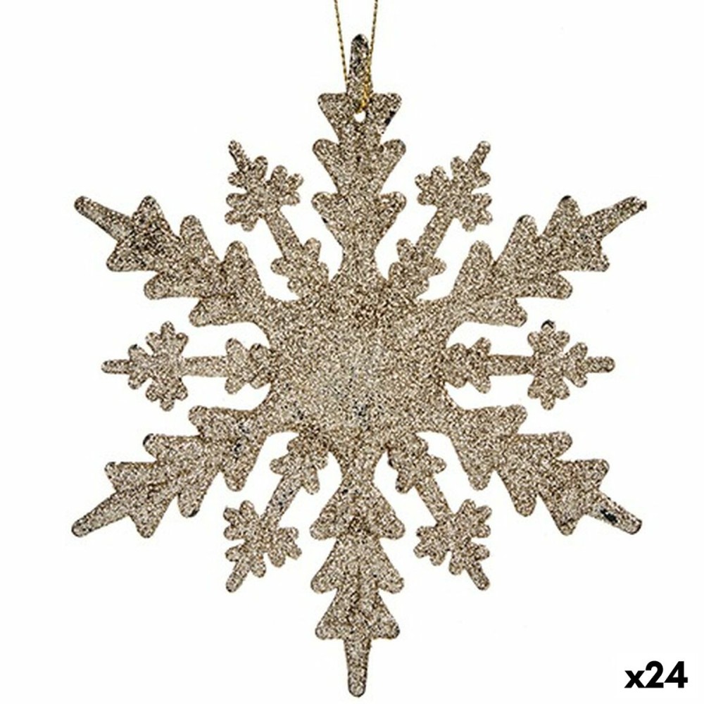 Decorazione Natalizia Fiocchi di neve champagne Plastica Porporina 15 x 15 x 0,2 cm (24 Unità)    