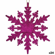 Decorazione Natalizia Fiocchi di neve Fucsia Plastica Porporina 15 x 15 x 0,2 cm (24 Unità)    