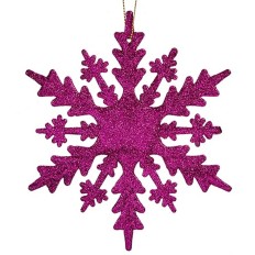 Decorazione Natalizia Fiocchi di neve Fucsia Plastica Porporina 15 x 15 x 0,2 cm (24 Unità)    