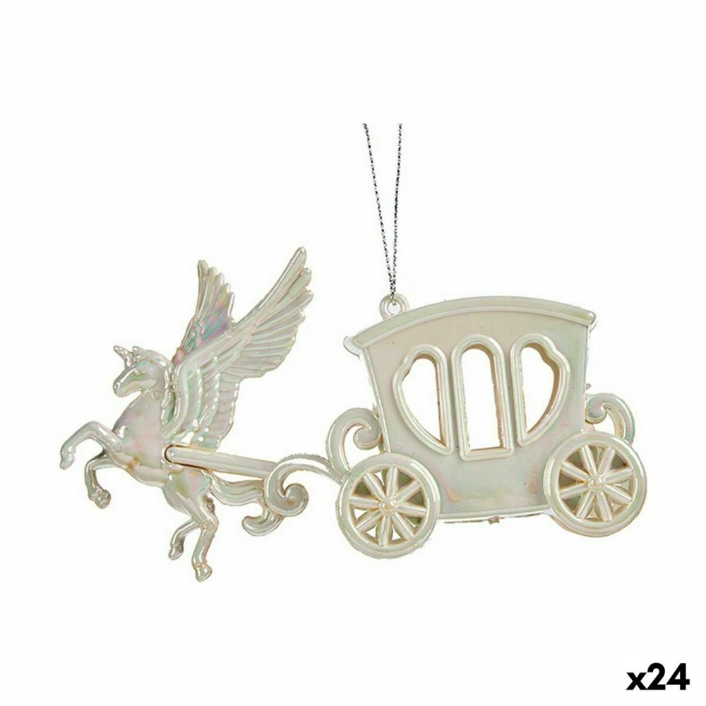 Decorazione Natalizia Carrozza Magica Madreperla Plastica Porporina 15 x 8,5 x 4,5 cm (24 Unità)    