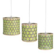 Lampadario 32 x 32 x 29 cm Naturale Verde Bambù 220 V 40 W (3 Unità)    