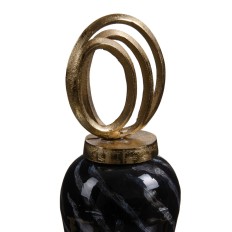 Vaso Cristallo Nero Dorato Metallo 15 x 15 x 46 cm    