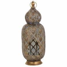 Portacandele Alexandra House Living Oro Vetro Ferro 21 x 55 x 21 cm    