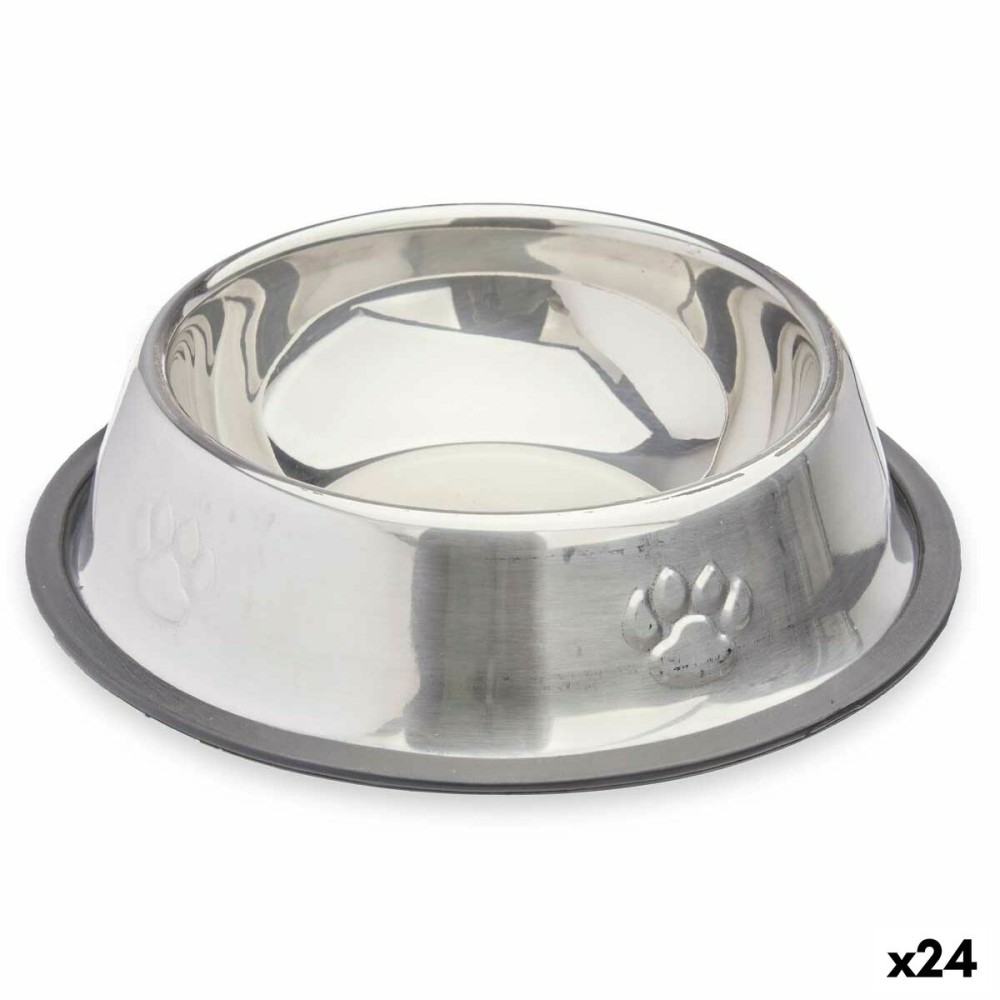 Ciotola per cani Argentato Grigio Gomma Metallo 35 x 0,03 x 25 cm (24 Unità)    