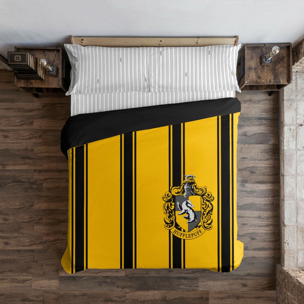 Copripiumino Harry Potter Hufflepuff Giallo Nero Multicolore 175 Fili 140 x 200 cm Singolo    