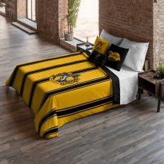 Copripiumino Harry Potter Hufflepuff Giallo Nero Multicolore 175 Fili 140 x 200 cm Singolo    