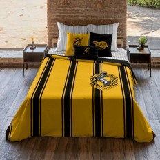 Copripiumino Harry Potter Hufflepuff Giallo Nero Multicolore 175 Fili 140 x 200 cm Singolo    