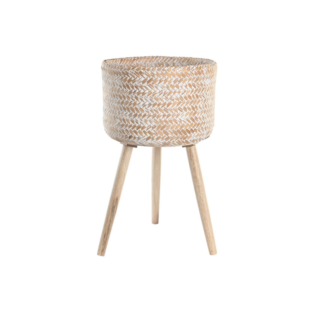 Vaso DKD Home Decor 31 x 31 x 52 cm Naturale Bianco Bambù Decapaggio    