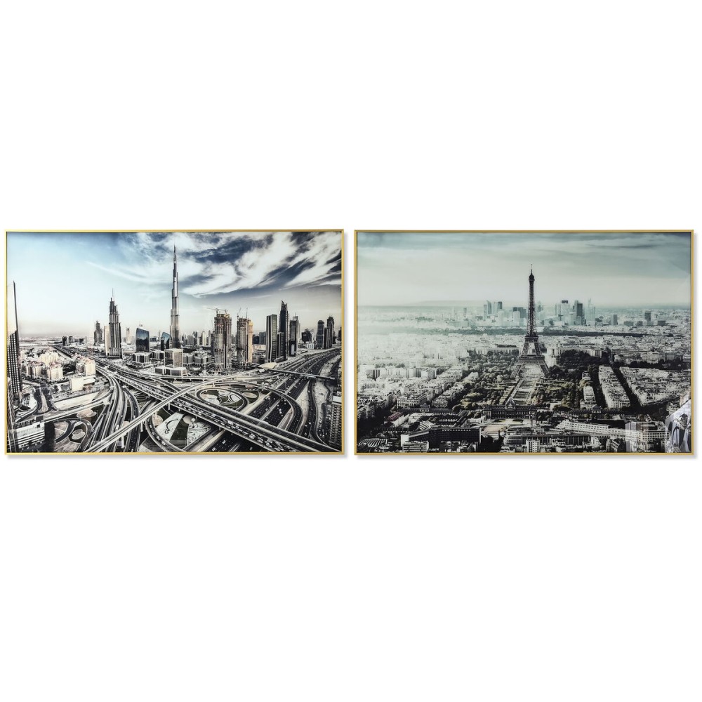 Quadro DKD Home Decor Città 120 x 4 x 80 cm Loft (2 Unità)    