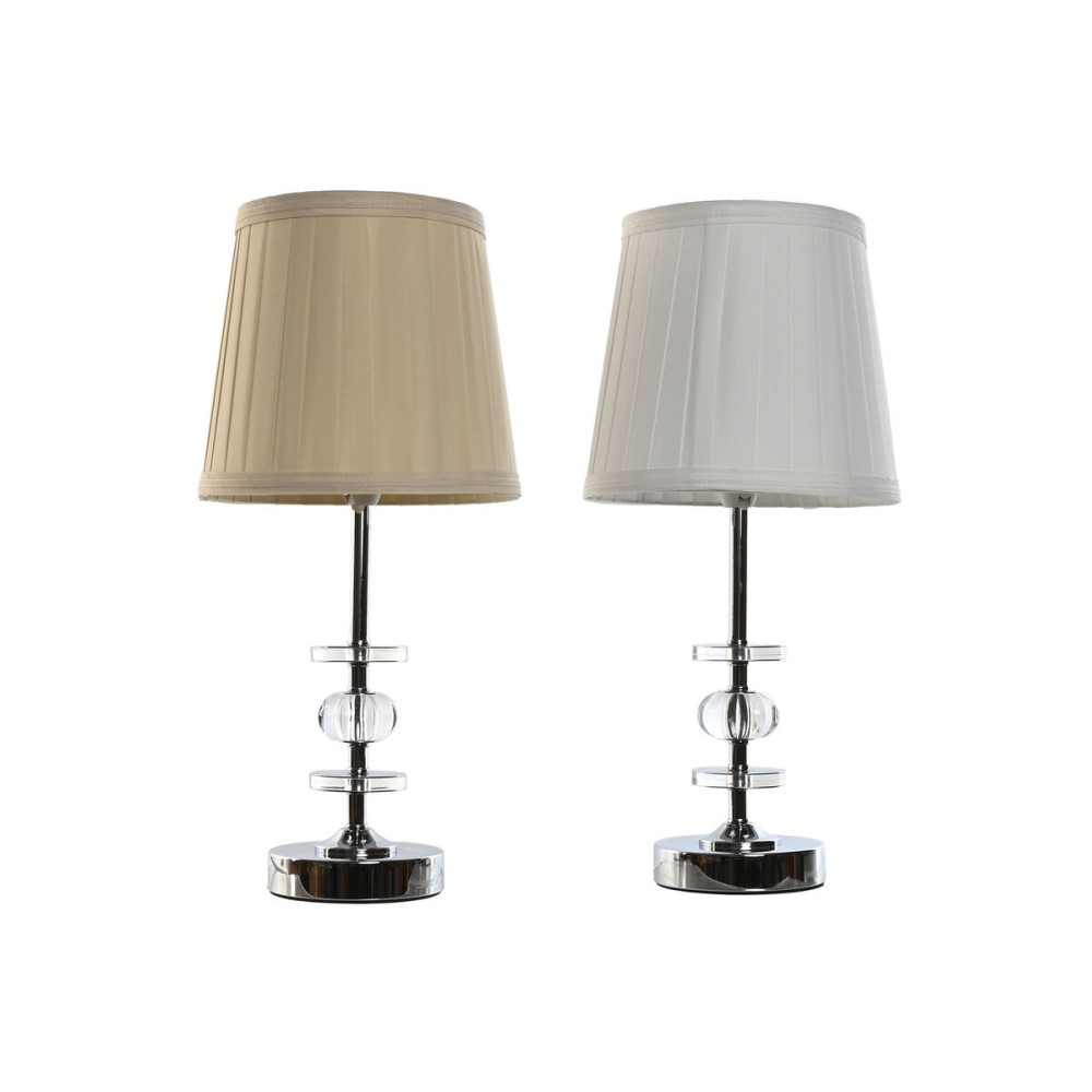 Lampada da tavolo Home ESPRIT Bianco Beige Metallizzato Metallo 25 W 220 V 20 x 20 x 43 cm (2 Unità)    