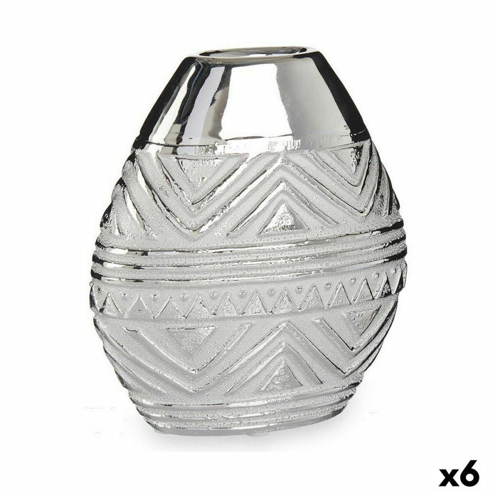 Vaso Larghezza Argentato Ceramica 8 x 19,5 x 17,5 cm (6 Unità)    