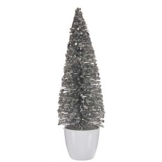 Statua Decorativa Albero di Natale Bianco Argentato Plastica 10 x 33 x 10 cm (6 Unità)    