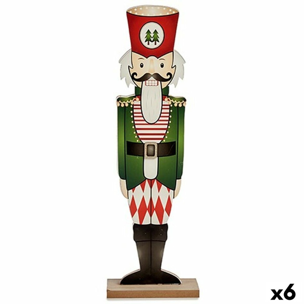 Statua Decorativa Schiaccianoci Bianco Nero Rosso Verde Legno 10 x 60 x 19 cm (6 Unità)    