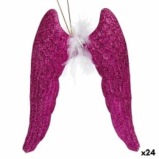 Decorazione Natalizia Ali d'Angelo Fucsia Plastica Porporina 12,5 x 15 x 2,5 cm (24 Unità)    