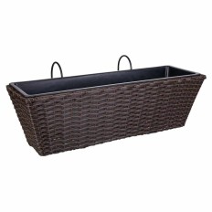 Vaso per ringhiera Alexandra House Living Marrone Ferro Rattan Plastica 20 x 19 x 61 cm    