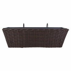 Vaso per ringhiera Alexandra House Living Marrone Ferro Rattan Plastica 20 x 19 x 61 cm    