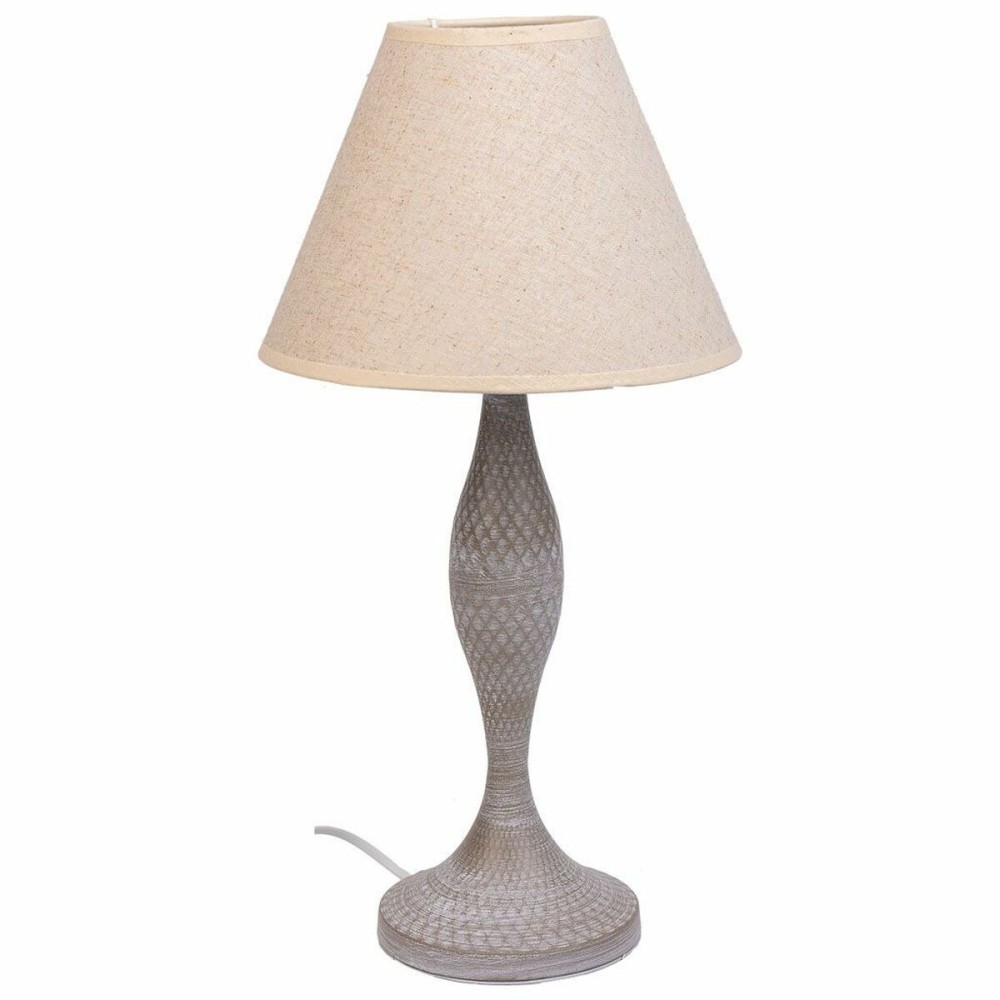 Lampada da tavolo Alexandra House Living Bianco Grigio Metallo Stoffa 220-240 V 23 x 46 x 23 cm    