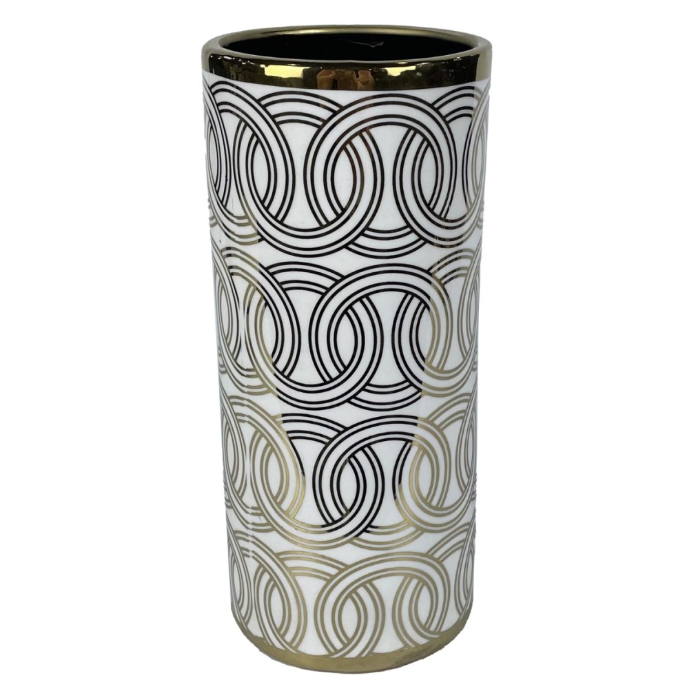 Vaso DKD Home Decor Porcellana Dorato Bianco Orientale 13 x 13 x 36 cm    