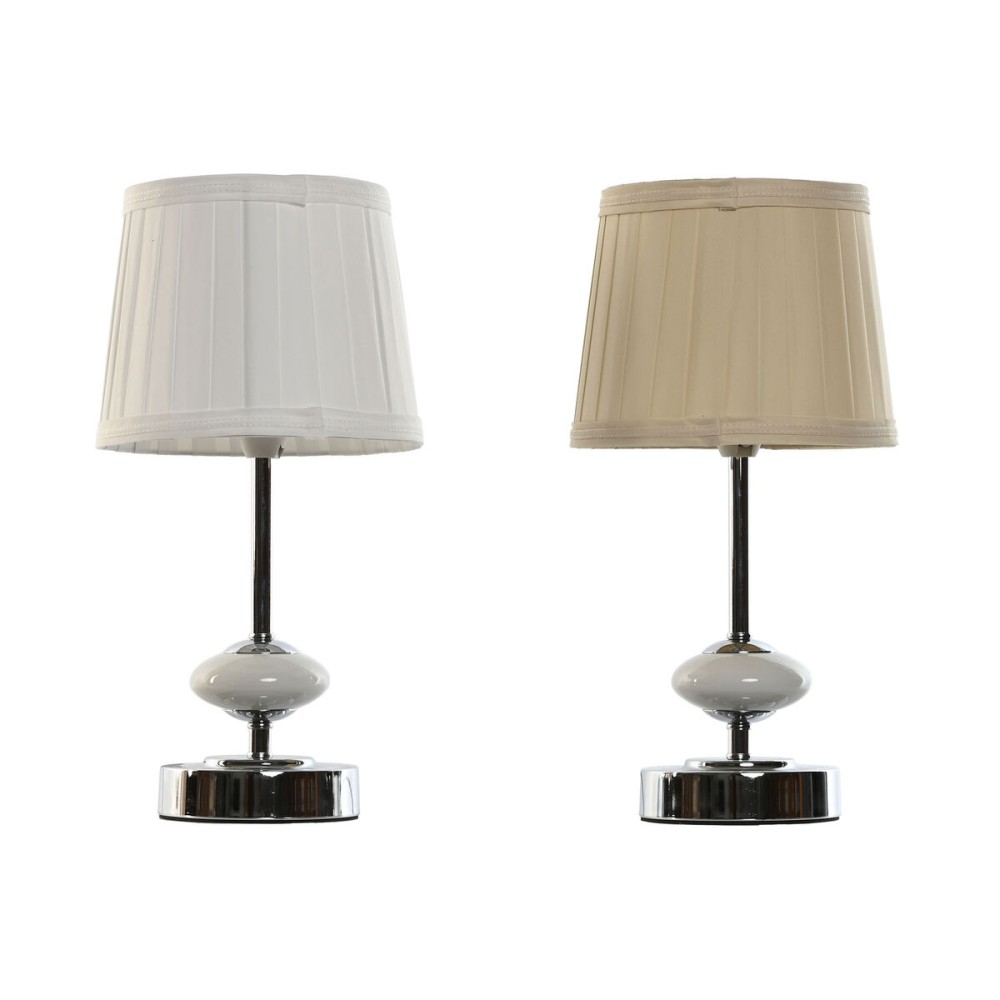 Lampada da tavolo Home ESPRIT Bianco Beige Metallo Porcellana 20 W 220 V 17,5 x 17,5 x 35 cm (2 Unità)    