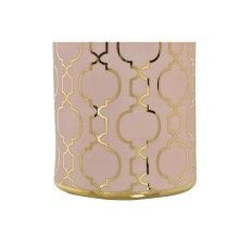 Vaso DKD Home Decor 13,5 x 13,5 x 36 cm Porcellana Rosa Dorato Orientale Cromato    