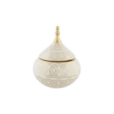 Vaso DKD Home Decor Bianco Dorato Porcellana Orientale Cromato 18 x 18 x 22 cm    